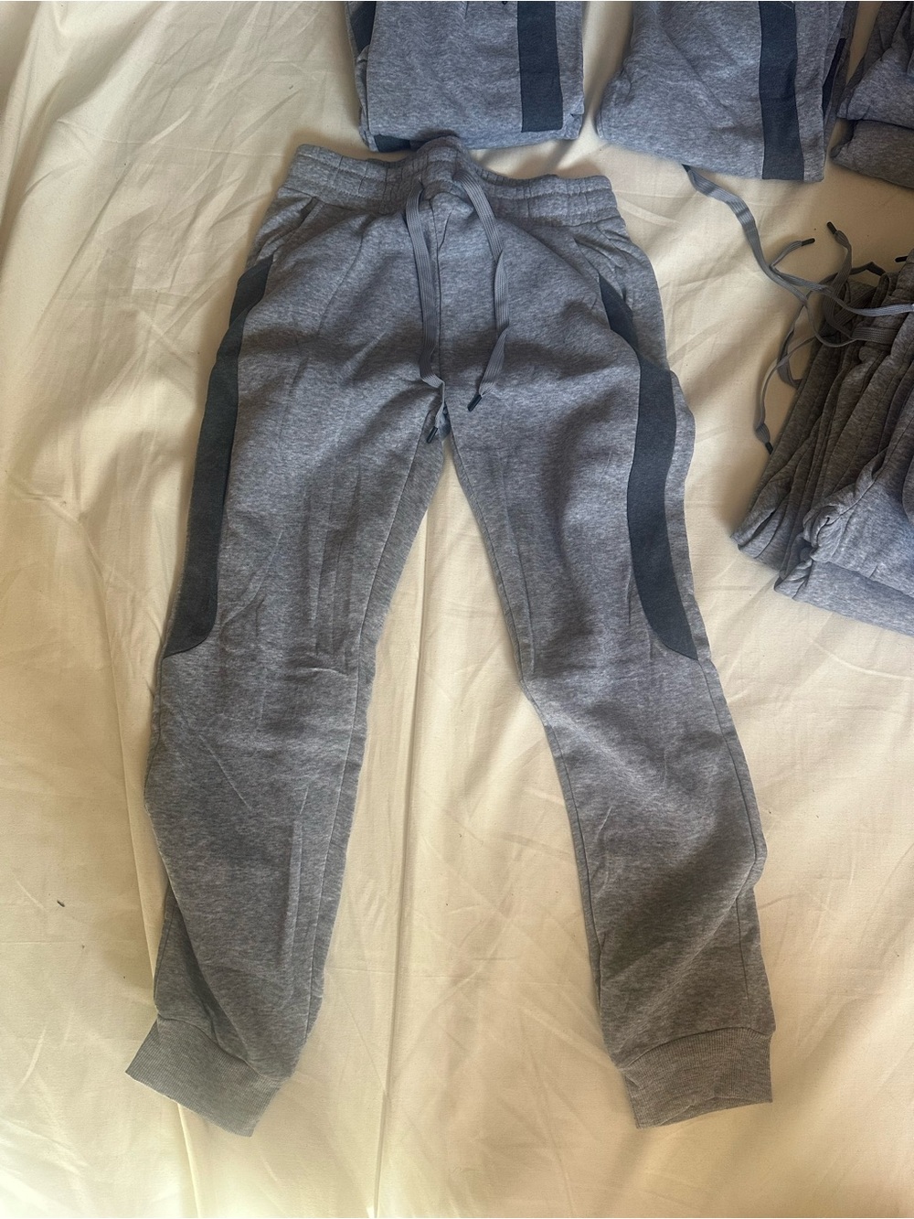 17 pieces Men's Gray Jogger Sweatpants with Contrast Side Panels